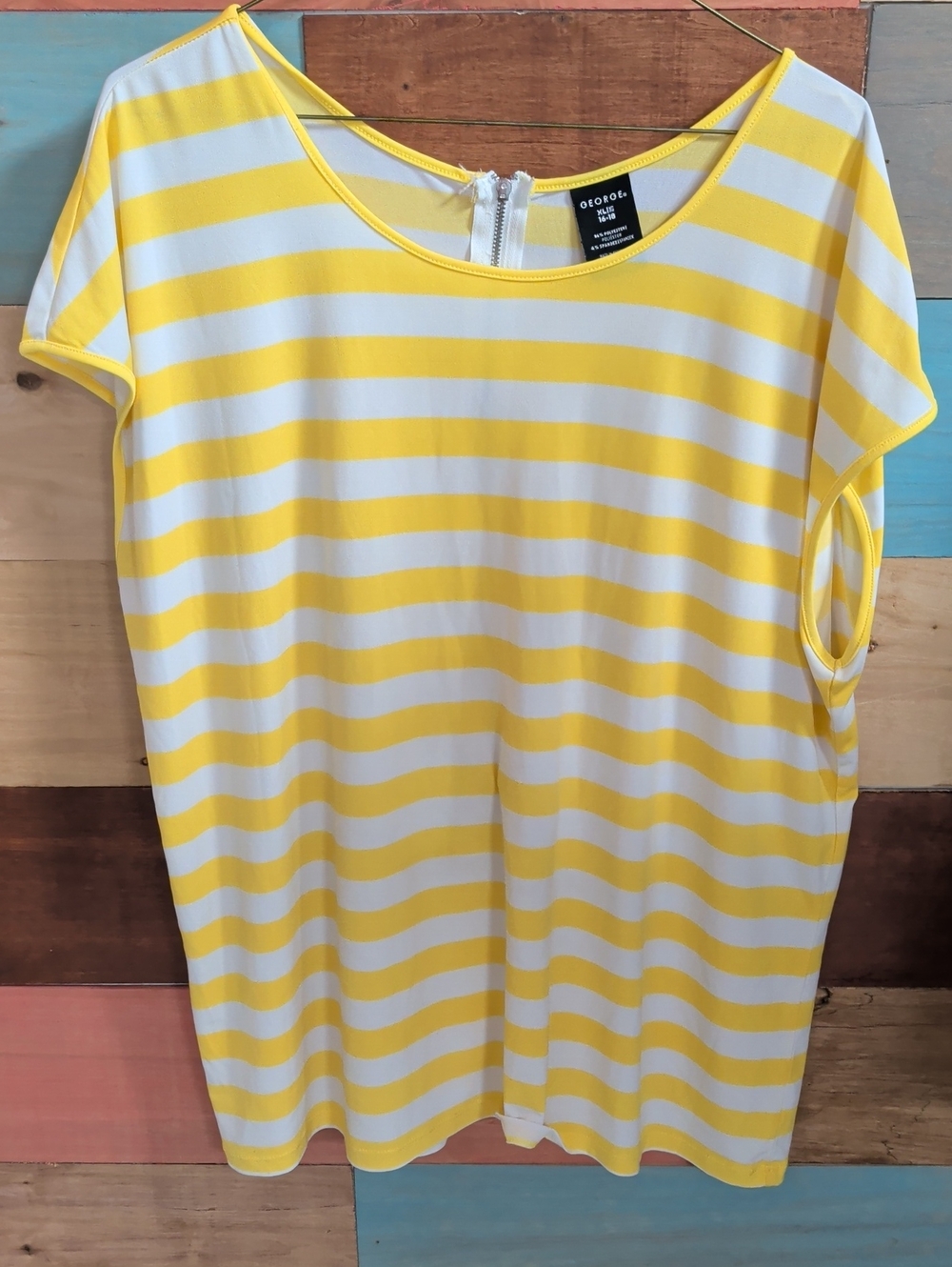 George Yellow & White Striped Short Sleeve Top
